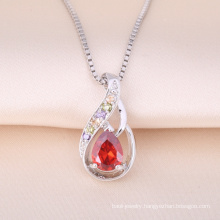 Hot Sale 925 Sterling Silver Pendant Ruby Stone Necklace Tiny Design